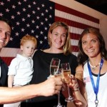 Kerri Walsh, Misty May-Treanor and Coach Celebrate Gold Medal Win at the P&G Family Home