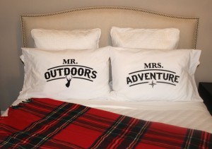 Mr. Outdoors and Mrs. Adventure pillow set from Plush Design LA